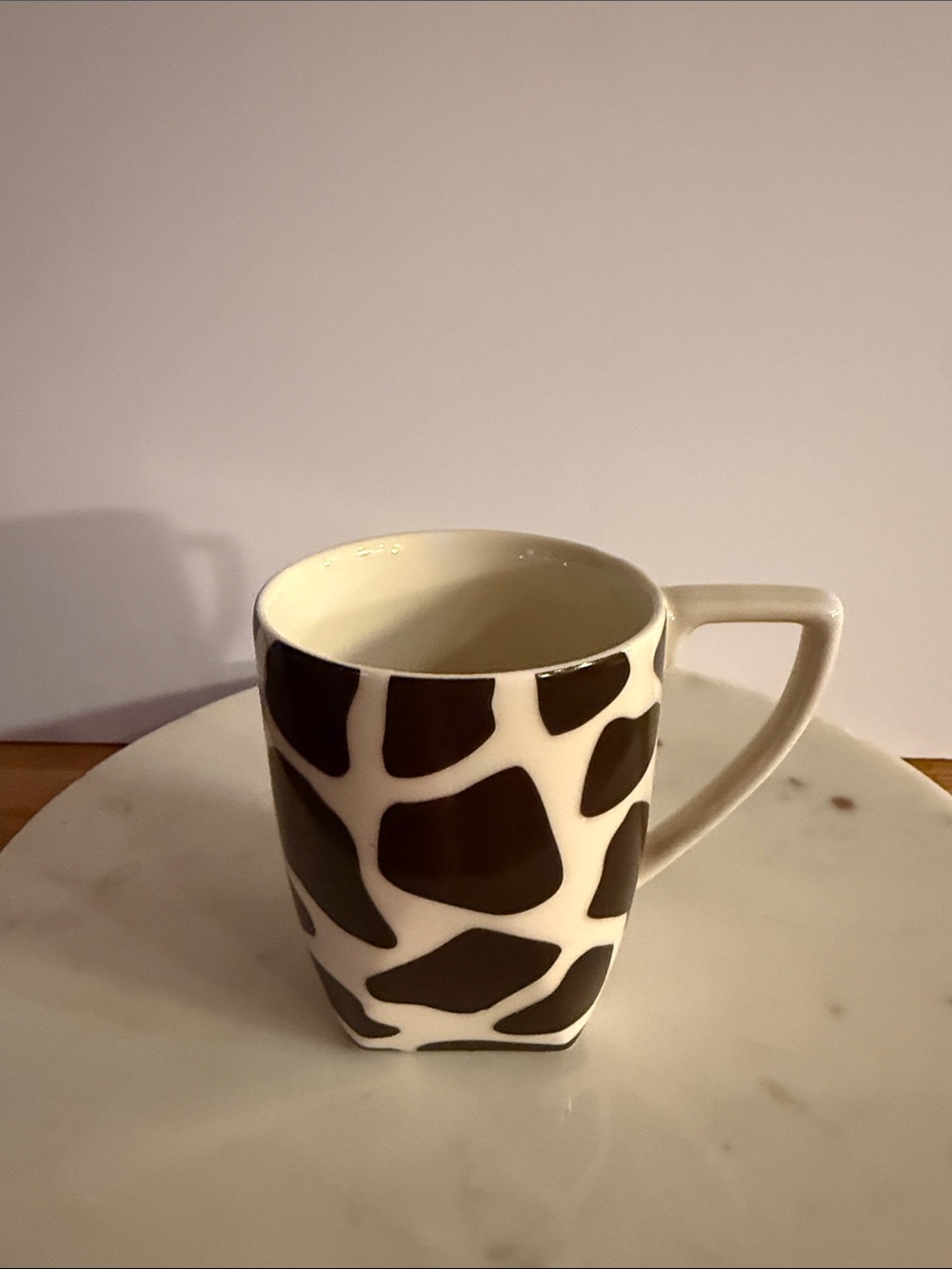 222 Fifth Cream and Dark Brown Giraffe-Patterned Ceramic Mug